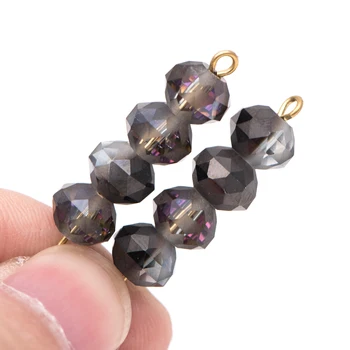 

70pcs Rondelle Matte Glass Beads 8x6mm, Cystal Faceted Spacer Beads, Black Rose (TS99-3)