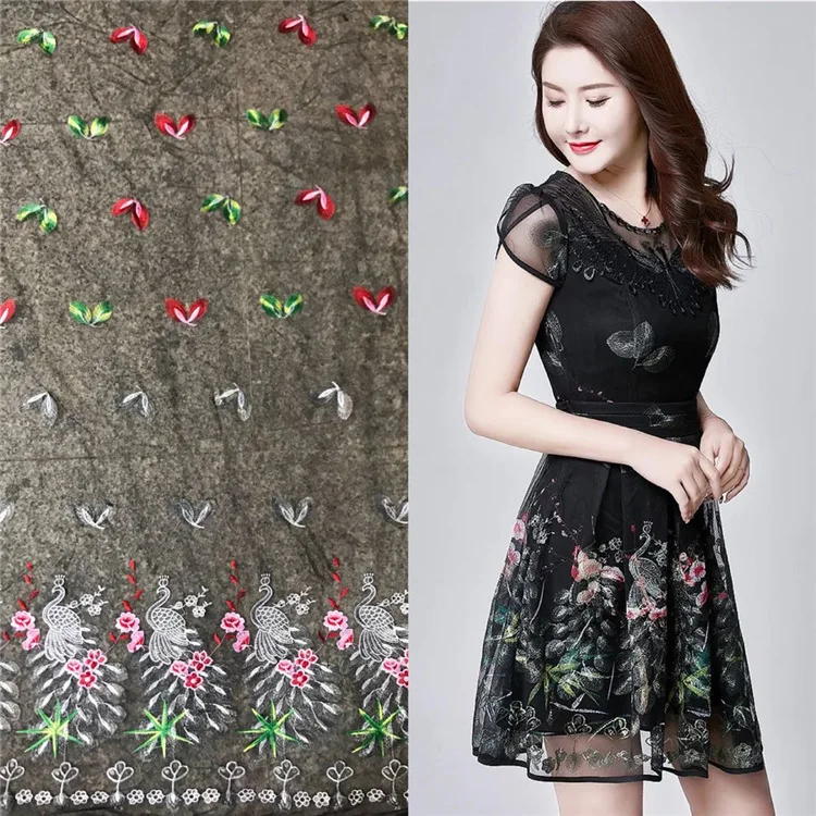 

2019 summer new embroidery peacock bilateral positioning lace embroidery fabric dress fashion accessories factory direct