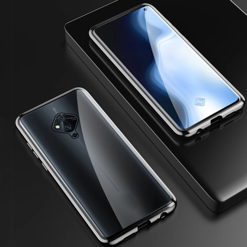 ДЛЯ Vivo s5 Чехол, металлическая двухсторонняя задняя крышка из закаленного стекла для Vivo s5 VIVOS5, алюминиевые прозрачные чехлы
