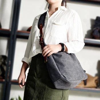 

Multifunctional canvas tote bag retro dumpling bag crossbody bag ladies solid color handbag