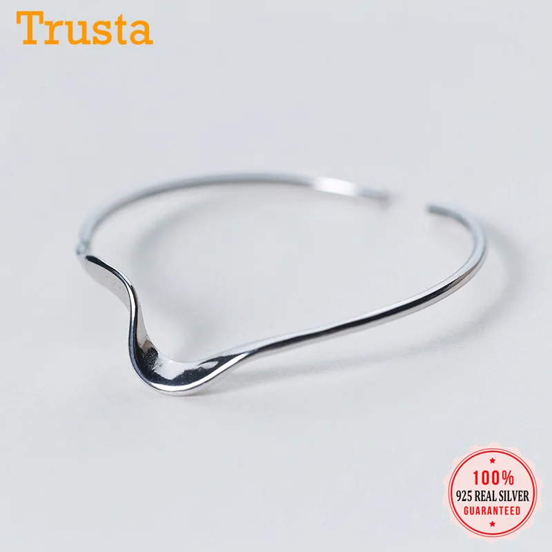 Trustdavis Fashion Genuine 925 Sterling Silver Distorted Waves Adjustable Bangle Bracelet For Women Girls Gift Jewelry DS2240 | Украшения и