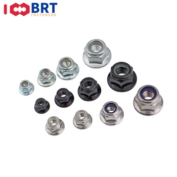 

2/10pcs M3 M4 M5 M6 M8 M10 M12 Black Carbon 316 304Stainless Steel Hex Flange Nylon Insert Lock Nut Self-locking Nylock Locknut