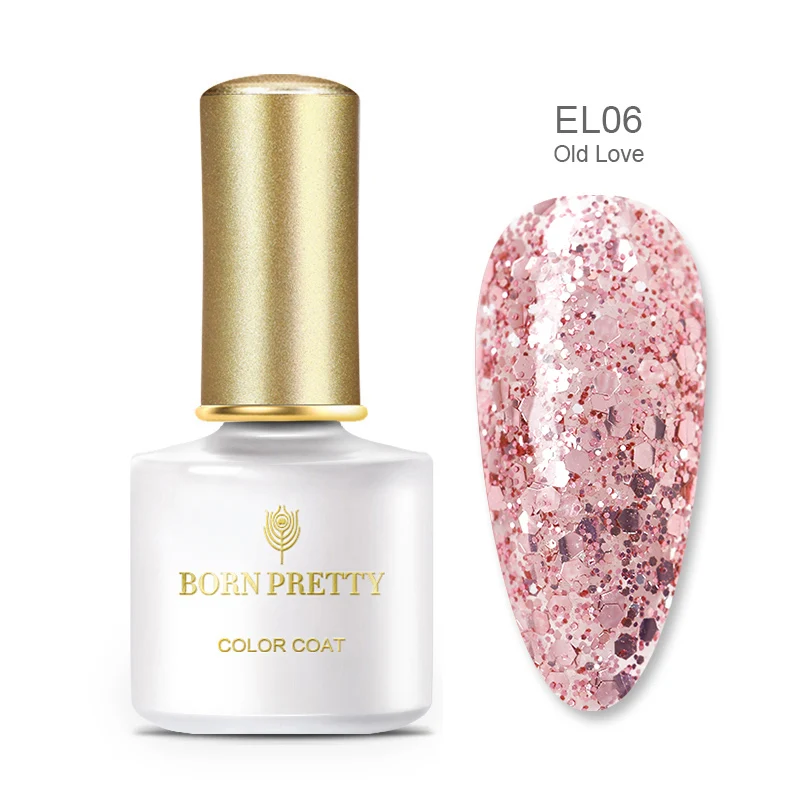 BORN PRETTY Nude розовое золото замочить от Ультрафиолетовый гель с блестками УФ-гель для дизайна ногтей лак красочные блестки маникюр - Цвет: BP-EL06