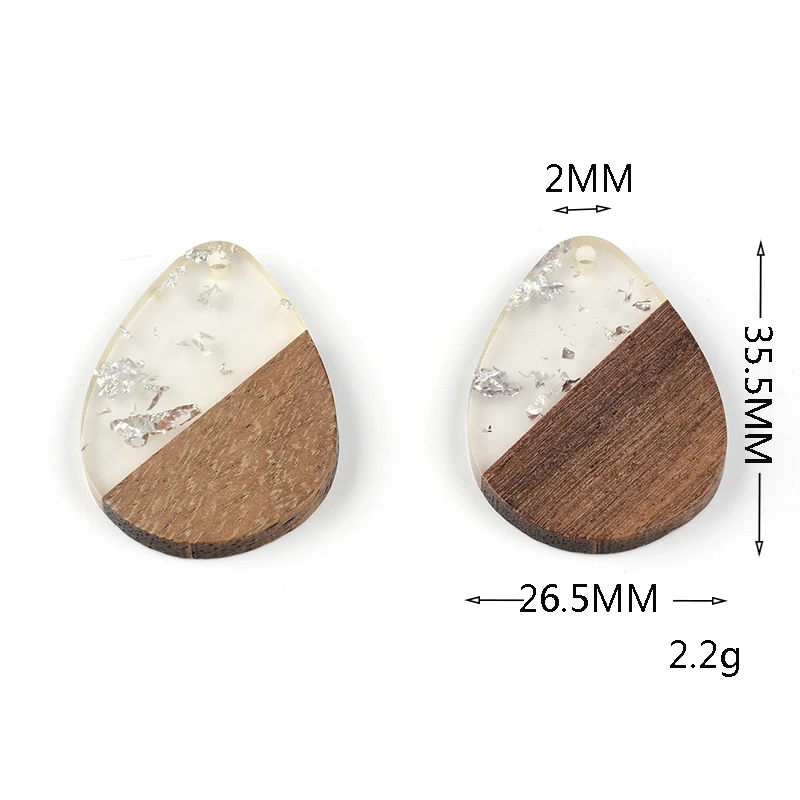 10 Pcs Jewelry Making Wood Material Irregular Drilled Semi Resin Golden Glitte DIY Jewelry Making Hand Made Earring Findings - 6