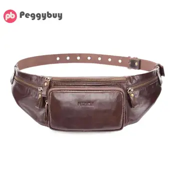 

Genuine Leather Men Waist Bag Vintage Travel Fanny Pack Chest Pack Travel Waist Shoulder Crossbody Bag Dropshipping