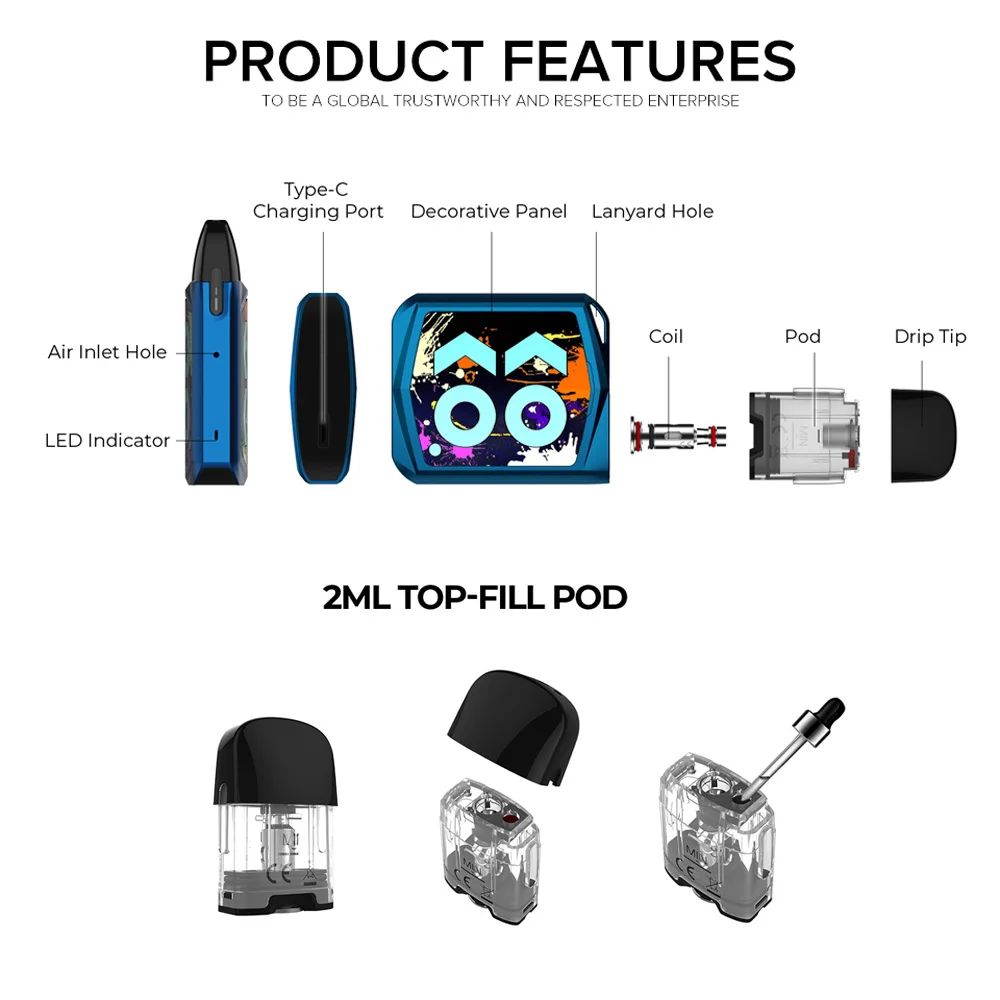 Набор для вейпа Uwell Caliburn KOKO Prime 15 Вт 690 мАч набор электронной сигареты емкость 2 мл
