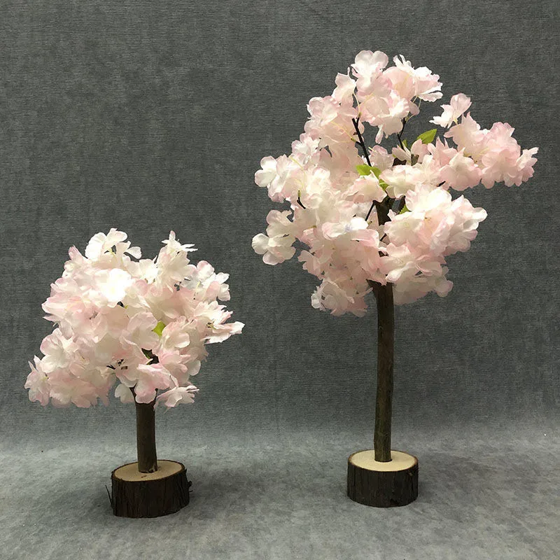 

Mini Styles Artificial Silk Flower Cherry Tree Ornaments Simulation Plant Trees Table Flowers For Home Wedding Decorations