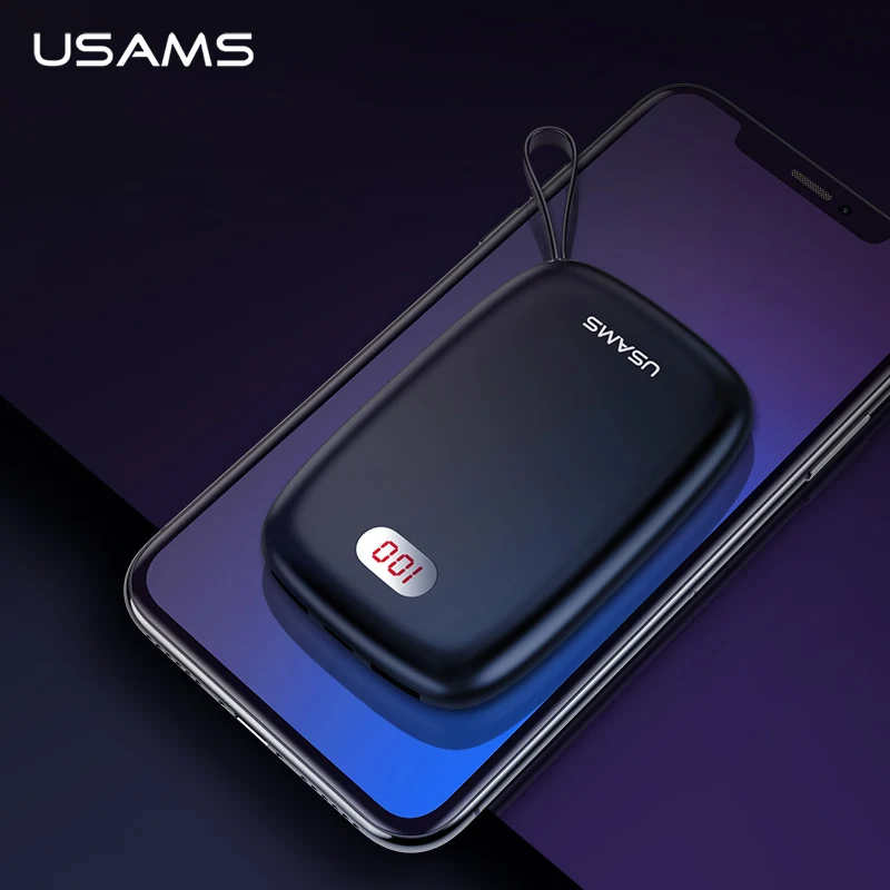 

USAMS 10000mAh Mini Power Bank for Xiaomi iPhone LED Display Fast Charging Poverbank Portable Charger External Battery Powerbank