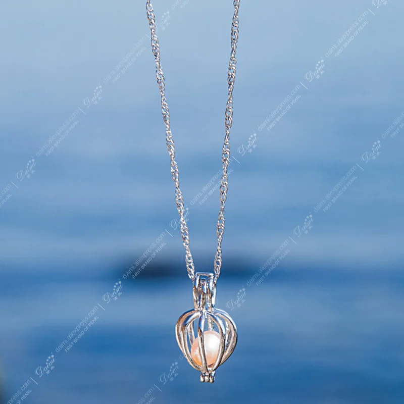 

DMCPFP035 Simple Pendant Necklace Silver Plated Pendant Cage Style DIY Gift