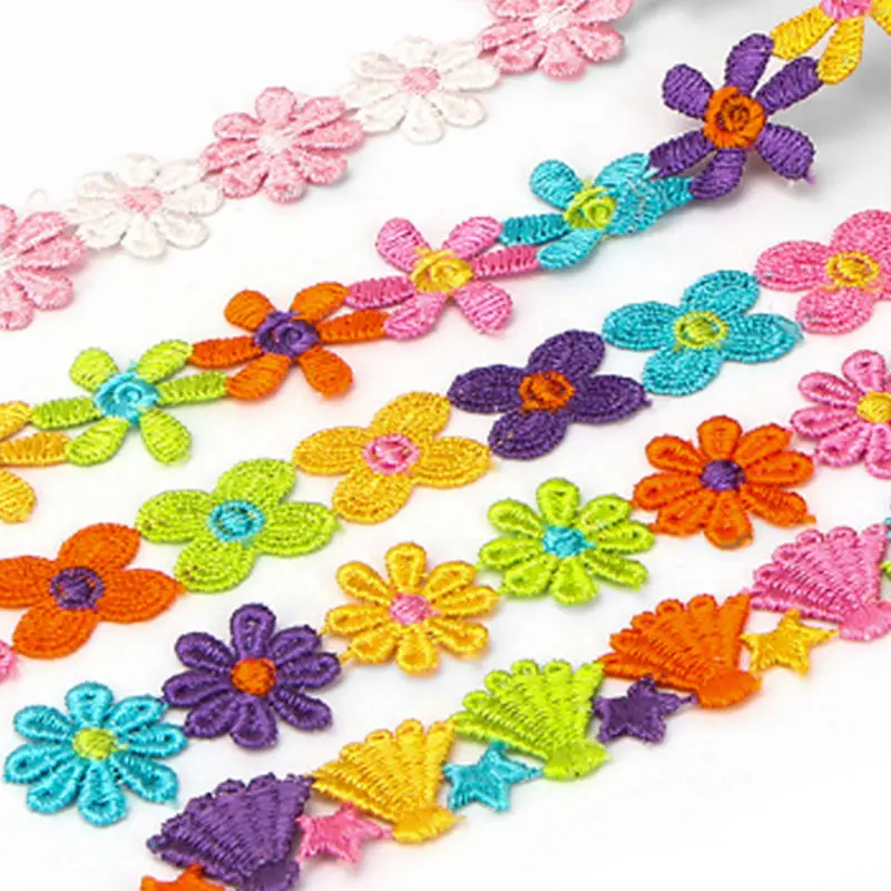 1/2/5 ярдов разноцветная кружевная Водорастворимая Цветочная отделка в форме