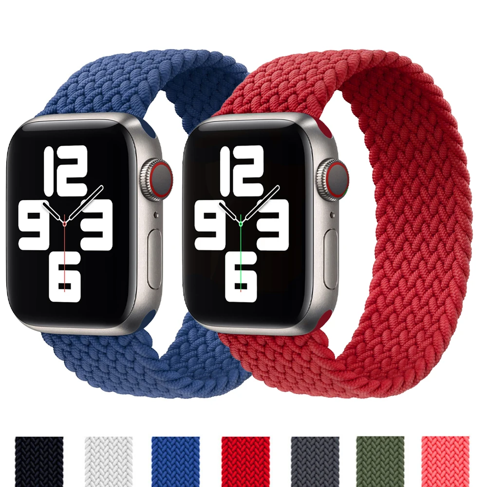 

Braided Solo Loop For Apple watch se band 6 5 44mm 40mm Fabric Nylon Elastic belt bracelet iWatch series 1 2 3 4 strap 38mm 42mm