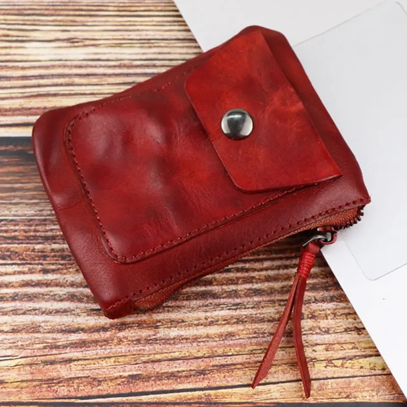 Portamonete In Pelle PU Da Donna – Piccolo Portafoglio Con 2 Scomparti E Cerniera – Marrone Minimalista – 10x9 Cm, Leggero 59g - 4