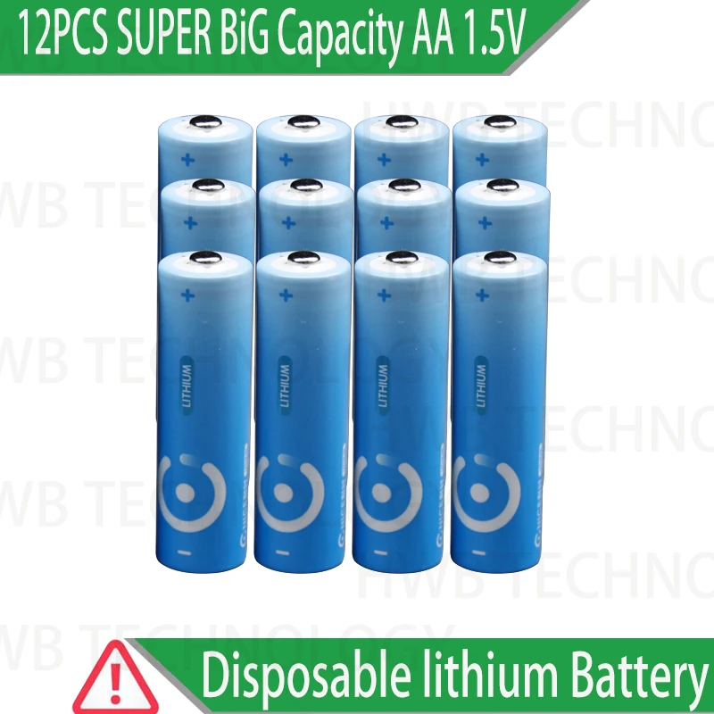12PCS/lot Brand New SUPER Big Capacity AA 1.5V lithium iron batteries.High power Long shelf life digital Camera, radio battery