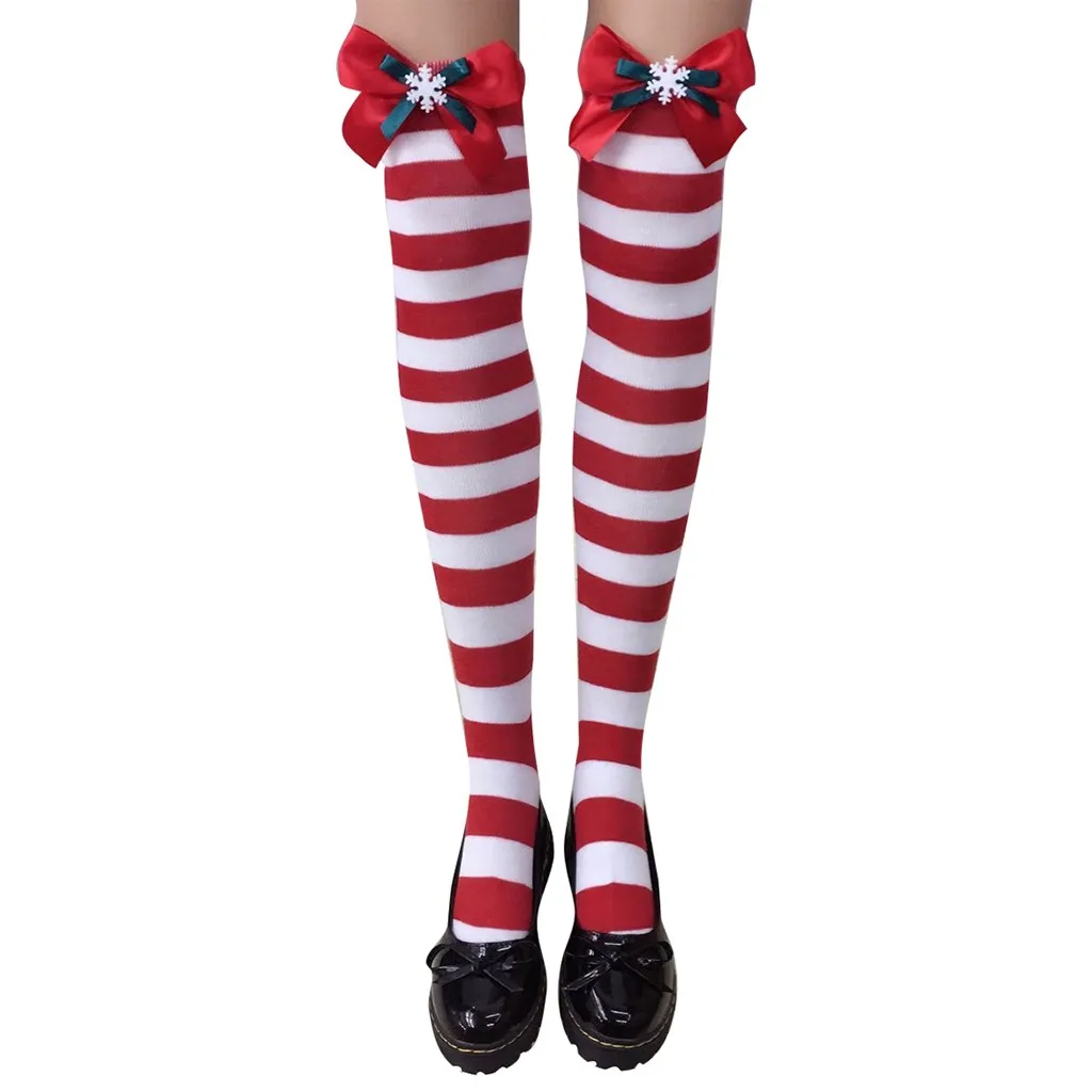 JAYCOSIN Long socks Striped anti-friction Women Christmas Stripe Warm Cable Long Boot Socks Over Knee Thigh High - Цвет: B
