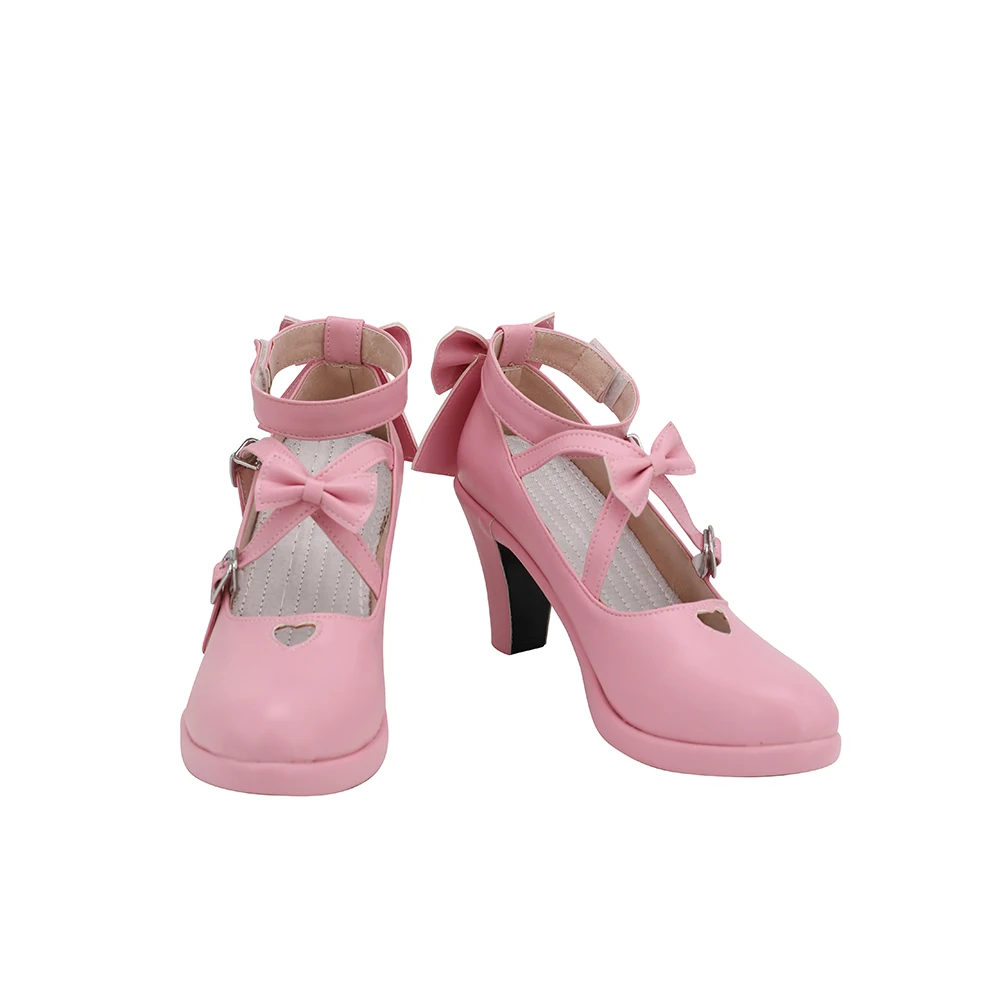 Nekopara Chocola Cosplay Shoes Pink High Heel Sandals Custom Made Any Size for Halloween Party Cosplay Accessories (2)