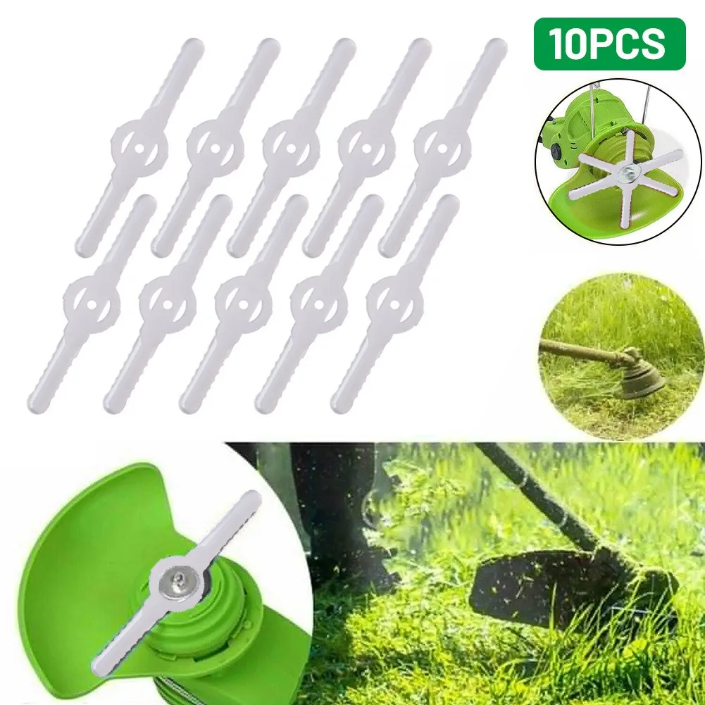 10PCS Lawn Mower Plastic Blade Garden Mower Parts Lawn Trimmer White