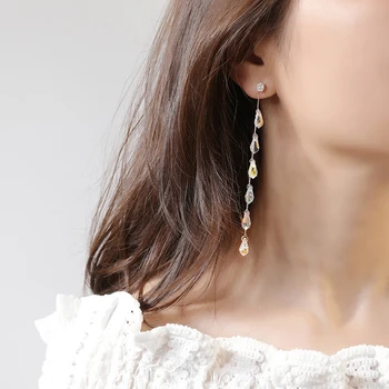 

Bohemian Tassel Drop Earrings Hanging Crystals Colorful Beads Jewelry Silver Color For Women Party Christmas Gifts