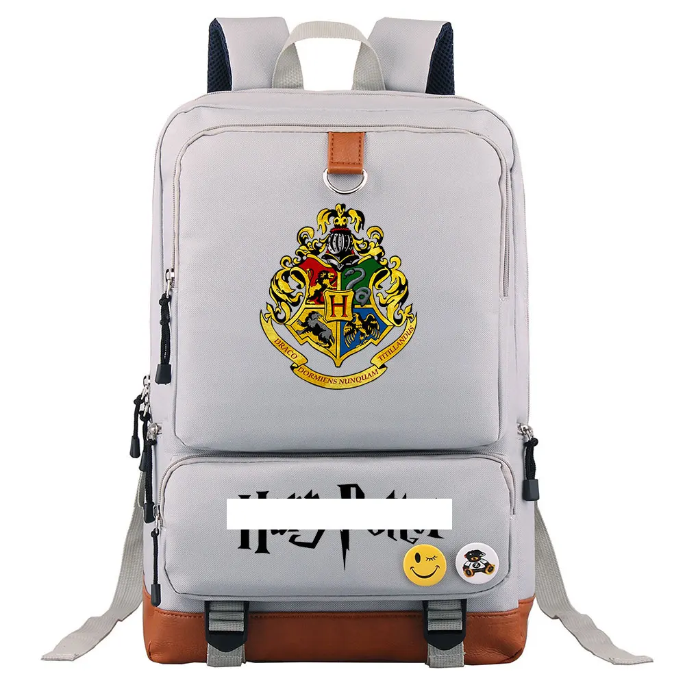 D0304 модный волшебный значок Хогвартс для мальчиков и девочек, школьная сумка для женщин, рюкзак для подростков, школьные сумки для мужчин, студенческий лоскутный рюкзак