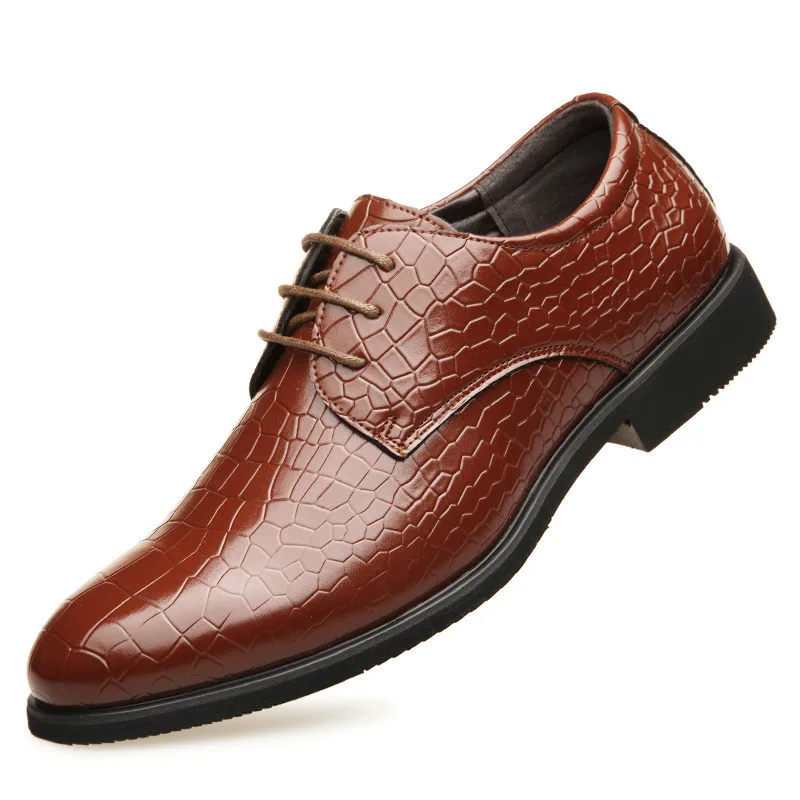 Autumn New Fashion Gentleman Crocodile Pattern Wedding Shoes England Breathable Business Dress Men's Leather Shoes