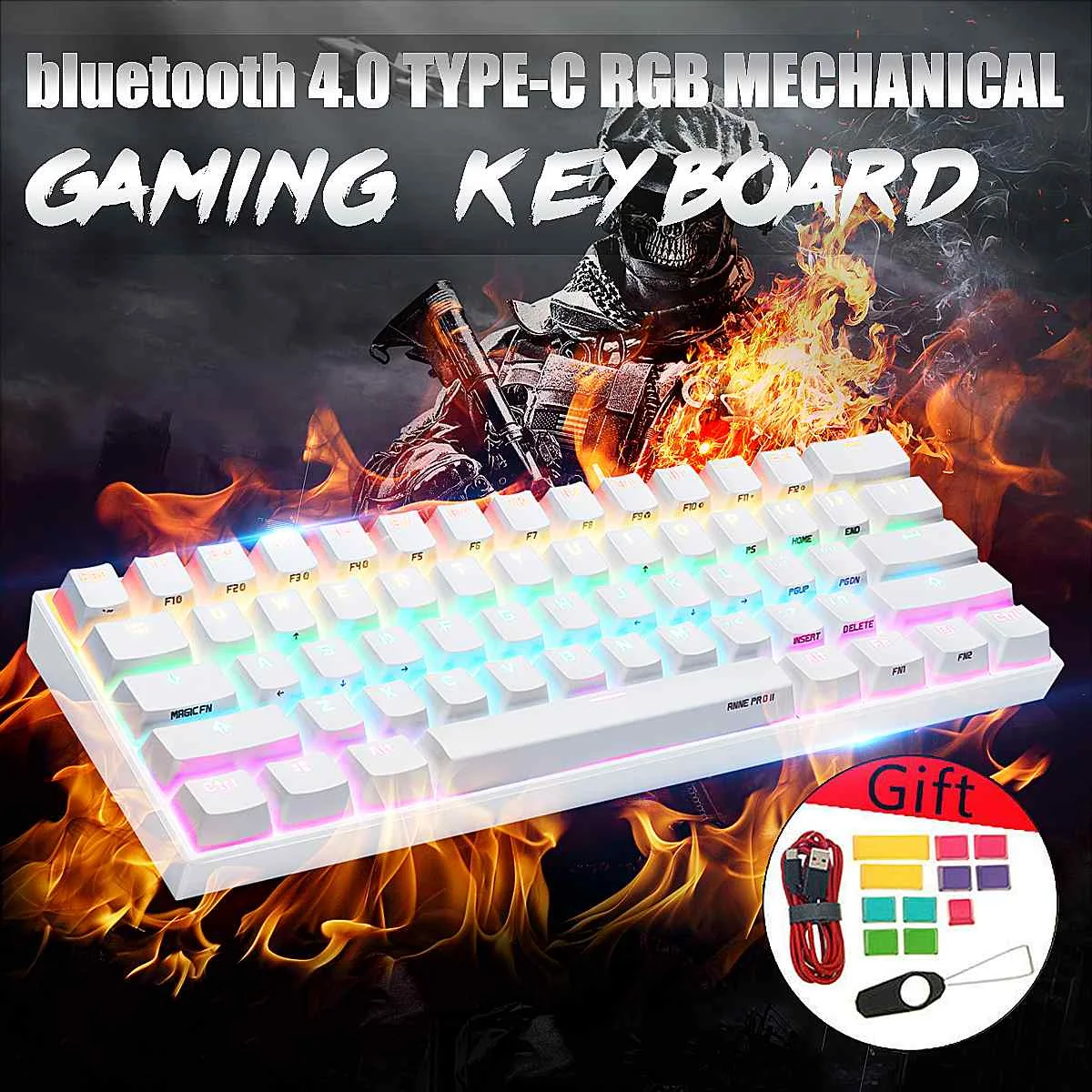 [Переключатель Gateron] Obins Anne Pro 2 60% NKRO механическая клавиатура Беспроводная bluetooth 4,0 type-C RGB Механическая игровая клавиатура
