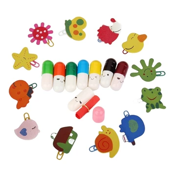 

12Pcs Colorful Shapes Kids Children Cartoon Clip Bookmarks Beautiful & 50Pcs Colorful Smile Facial Expression Capsule Pill with