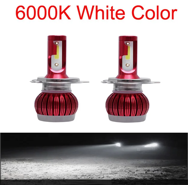 2 шт. H7 светодиодный H4 H1 H3 H11 H13 H8 HB1 9004 HB3 9005 HB4 9006 HB5 9007 9012 автомобиля светодиодный фары для авто 3000 К 6000 8000 К противотуманные фары - Испускаемый цвет: 6000K