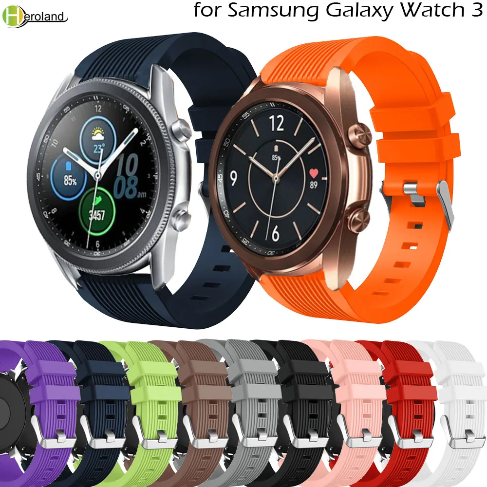 Ремешок силиконовый спортивный для смарт часов Samsung Galaxy Watch 3 45 мм 41 мм|Ремешки