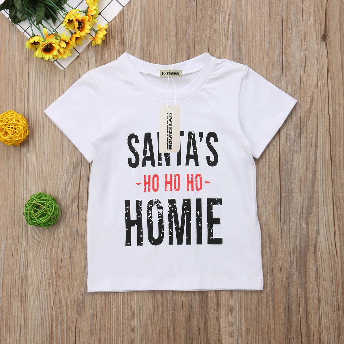 SANTA'S HOHO HOMIE/детская одежда; летняя одежда для мальчиков и девочек; футболка; топы; Модная одежда для малышей