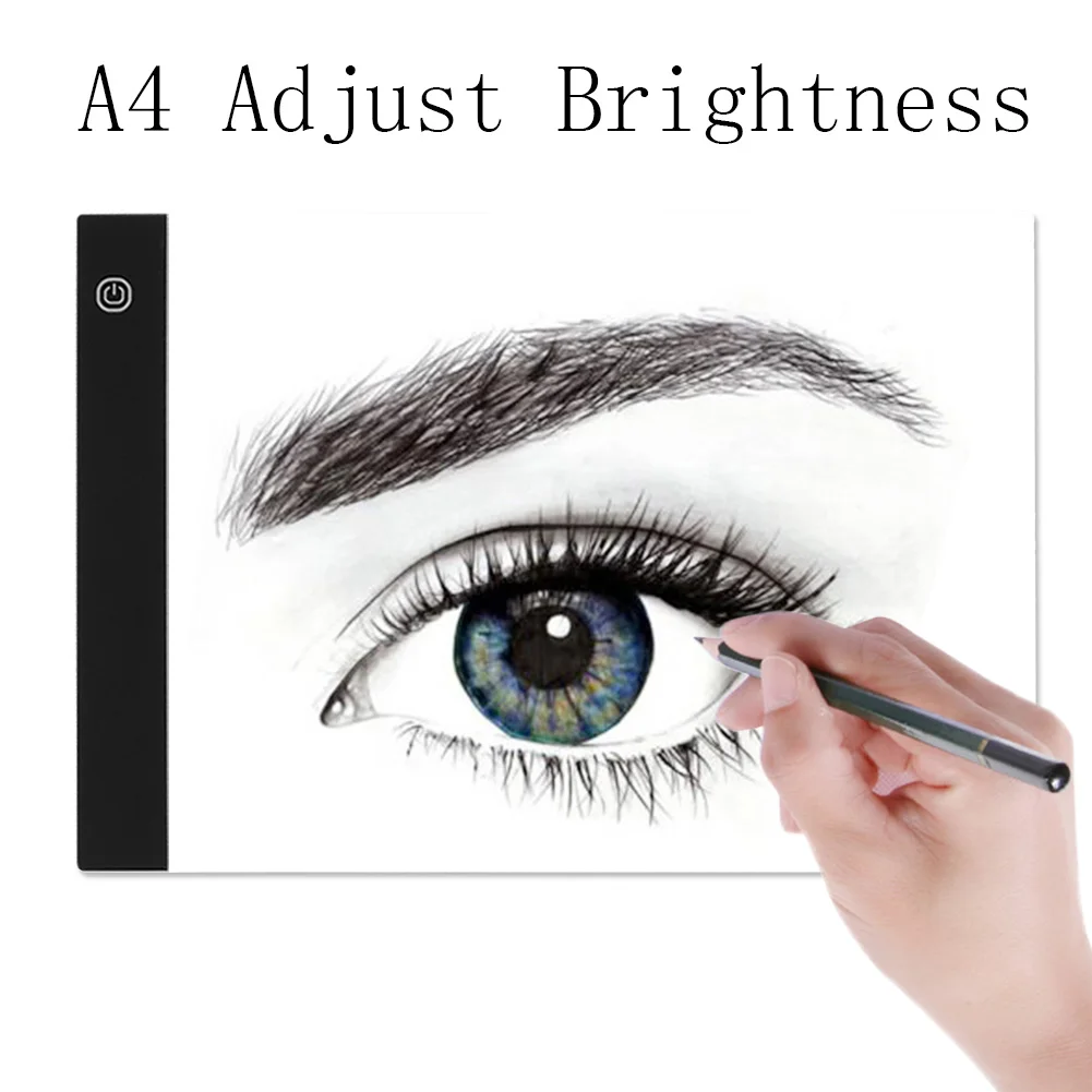 VKTECH A3/A4/A5, графический цифровой планшет, светодиодный дисплей, ручка, планшет, панель, художник, светящийся трафарет, доска для рисования, планшет - Цвет: A4 Adjust Brightness