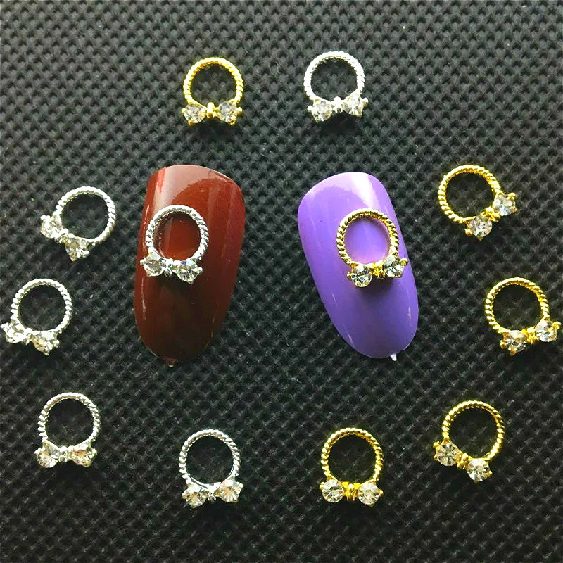 

10Pcs Jewelry Nail Art Crystals Mixed Charms Bling Accessoires 3d Metal Nailart Supply Hollow Manicure Necklace-Pattern Nails