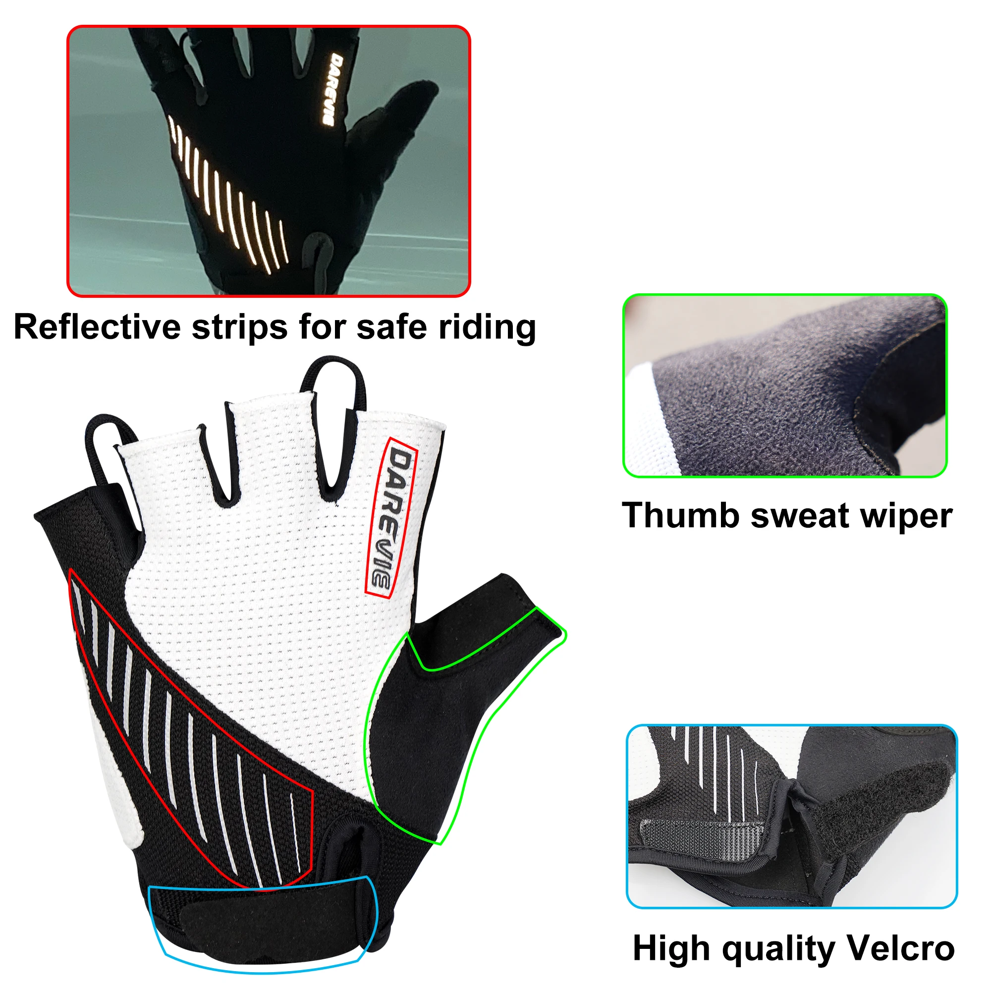 DAREVIE MTB Cycling Gloves Half Finger Taiwan Fabric Gel Padded Shockproof Breathable Quick Dry Cool cycling gloves