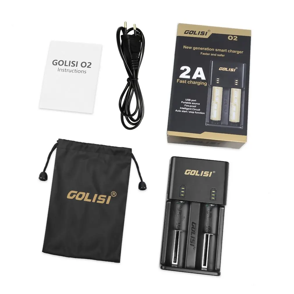 GOLISI O2 2 слота 2A умное зарядное устройство для аккумуляторов быстрая зарядка li ion