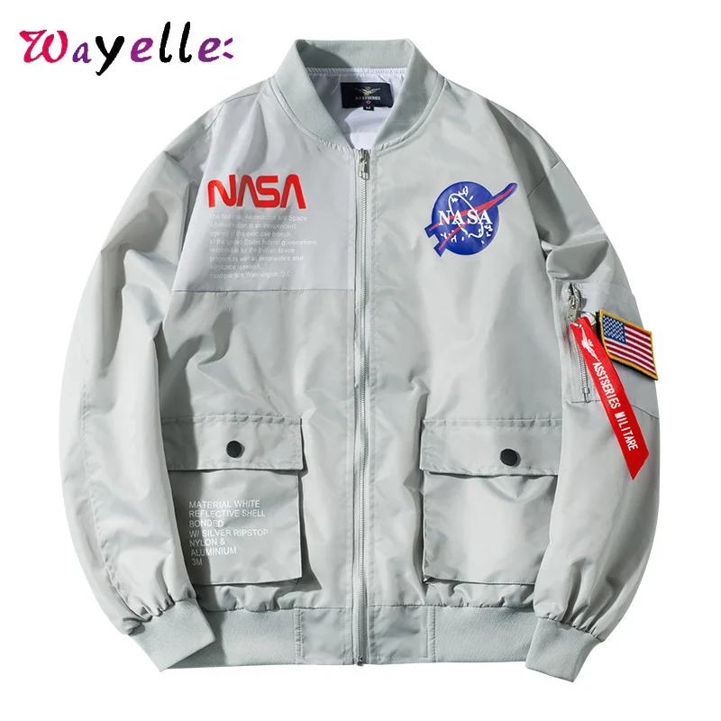 

Mens Jackets and Coats 2019 Printed Mens Baseball Suit Loosely Casual Zipper Flying Jacket Male Patchwork Tide Baseball Jacket