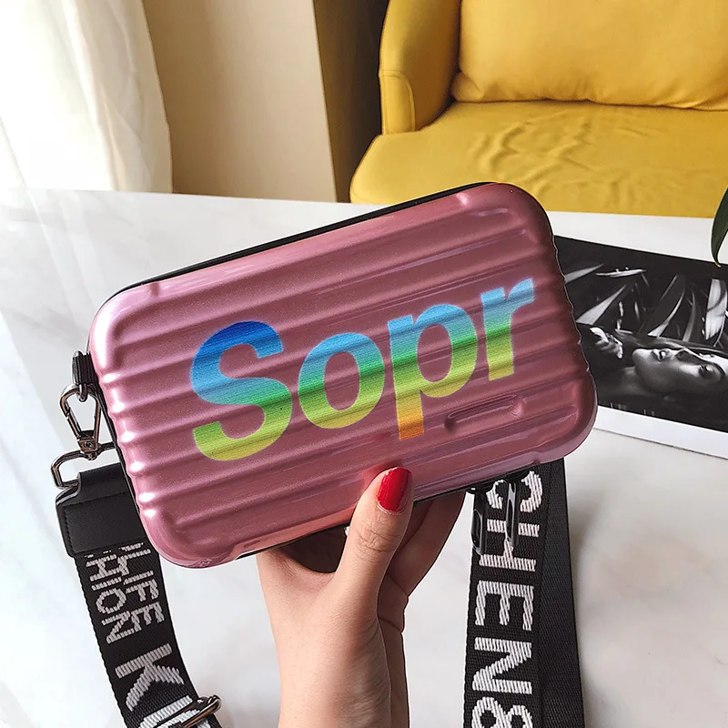

2019 New Style Hard Case PVC la gan xiang zi Printed Lettered Shoulder WOMEN'S Bag