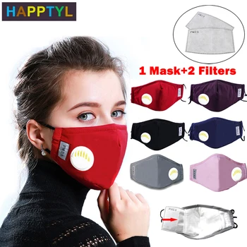 

1Pcs Fashion Unisex Cotton Breath Valve PM2.5 Mouth Mask Cloth Activated carbon filter respirator