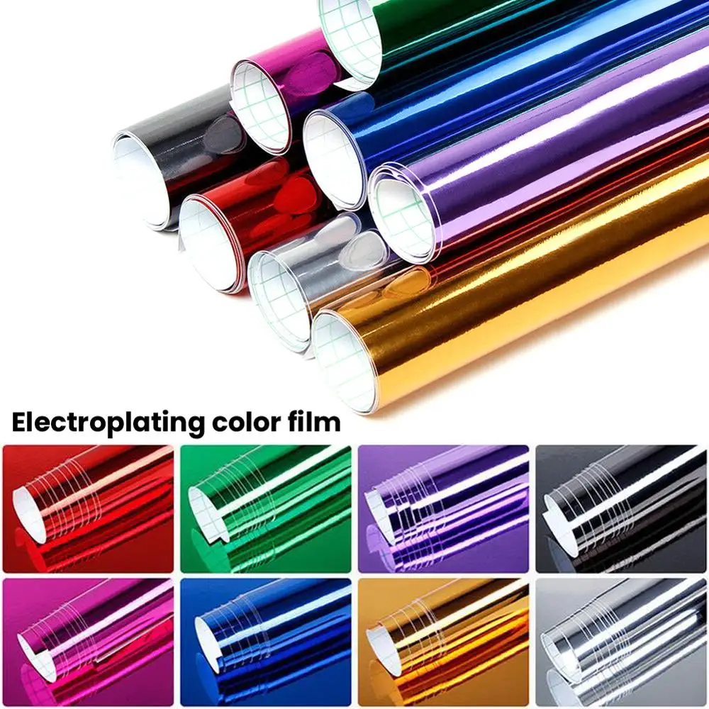 

152*30CM Flexible Chrome Mirror Vinyl Wrap Film Car Sticker Decal Car Wrap Sticker Stretchable Reflective Super Gloss Cover Film