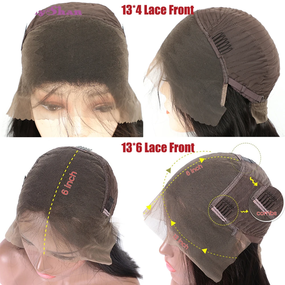 13x6 Transparent Lace Frontal Closure Wig Preplucked Kinky Straight Human Hair Wig Glueless remy coarse yaki 13x6 frontal wig