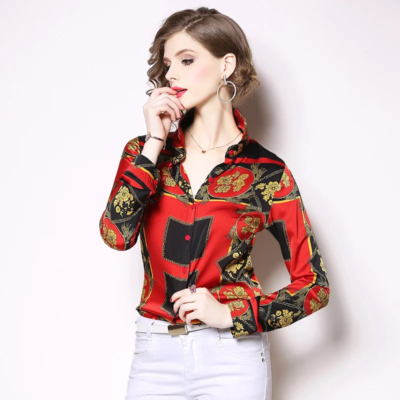 

Peritiny 2019 Womens Tops And Blouses Prints Womens Long Sleeve Shirt Blouse Casual Vintage Camisas Blusas Femininas Sexy Shirts