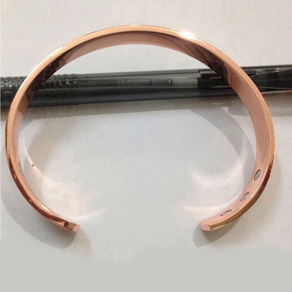 Pure Copper Magnet Energy Health Open Bangle Plated Rose Gold Color Simple Bracelet Healthy Healing Bracelet Jewelry Gift Bangle Bracelet Magnetic Bracelet