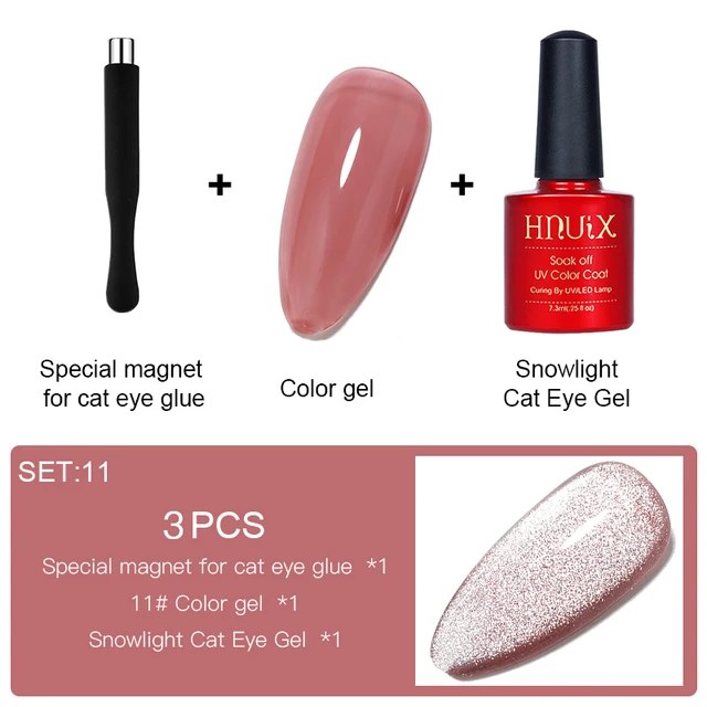 HNUIX 7.3ml 3D UV Clear Gel Dip Nail Art Gel Varnish Manicure Universal Wide New Color Phototherapy Cat Eye Gel Nail Polish SET011