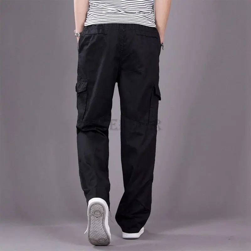Autumn Summer Spring Men Casual Pocket Cargo Zipper Pants Cotton 8XL Large Size Pants Streetwear Out Door Straight Work