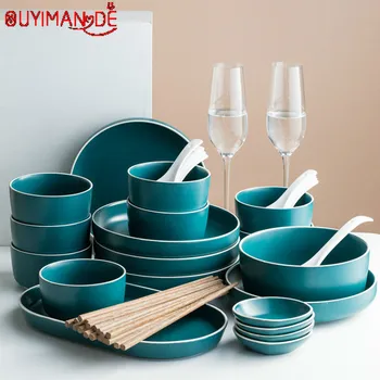 

Fashion Nordic Matte Ceramic Plate Home Breakfast Plate Flat Plate Creative Western Food Plate Steak Plate Dessert Plate Tray