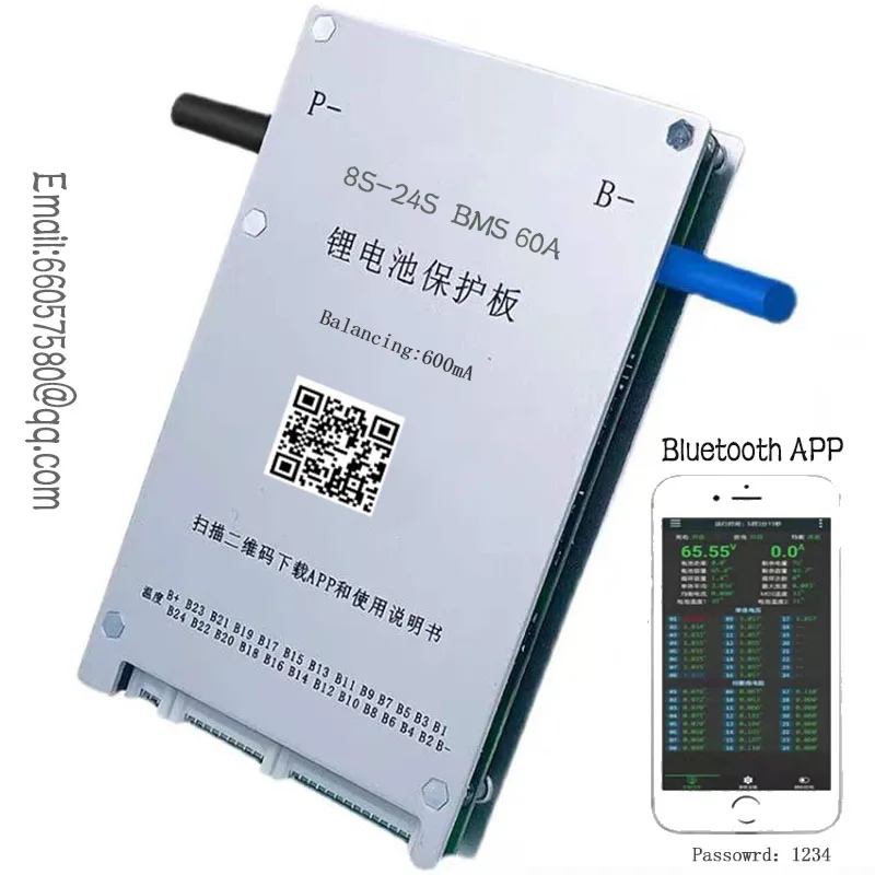 

TOPBMS LiFePo4 3.2V 8S 12S 15S 16S 20S 21S 23S 24S Active Balancer 600mA Bluetooth RS485 CAN Discharge 60A Peak 120A Ebike