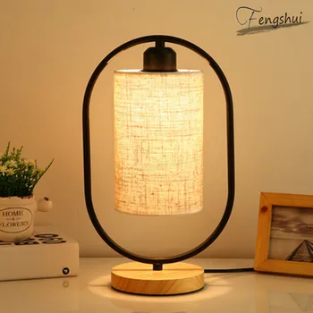 

Modern LED Cloth Table Lamp Lighting Nordic Minimalist Wood Table Lights Hotel Bedroom Living Room Bedside Lighting Lamps Device