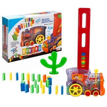 

100 Pcs Color Domino Blocks Toy Train Automatic Licensing Bricklaying Children Educational Toys Boy Domino bBuilding Block Gifts