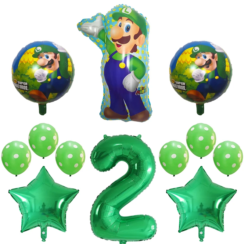 Green 2 12 шт. фольгированные шары Супер Марио 30 дюймов номер мультфильм красный зеленый горошек латексные шары День рождения украшения Детские игрушки поставки - Цвет: Green 2
