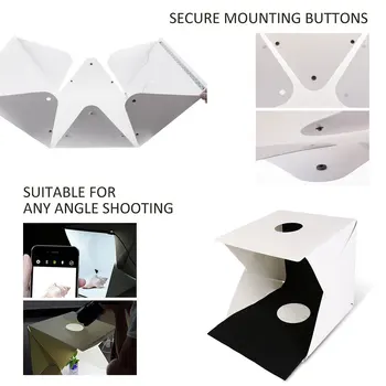 

Removable Shot Hole LED Light Jewelry Photography Tent Adjustable Brightness Mini Portable Foldable Case DSLR Camera Studio Box