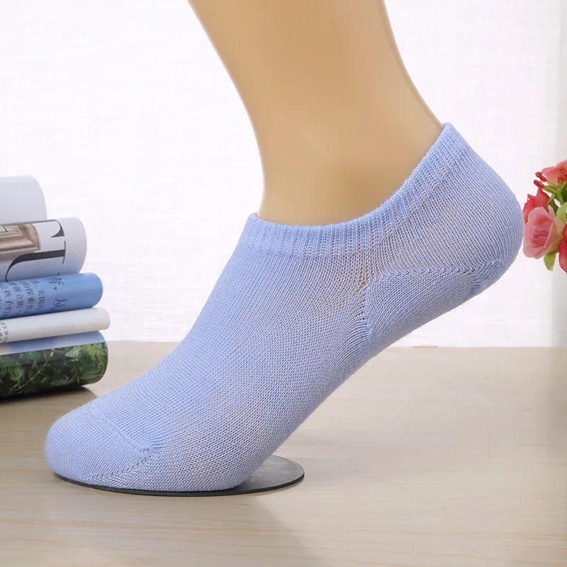 5 пар ярких цветов, женские носки, хлопковые нескользящие короткие носки-лодочки, женские невидимые мягкие носки с сердечками, зима-осень - Цвет: Синий