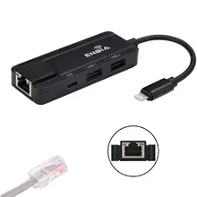 Адаптер Lightning HUB Ethernet, карта RJ45 для iPhone iPad, 2 USB порта, адаптер синхронизации данных для зарядки клавиатуры мышь iOS 13 12