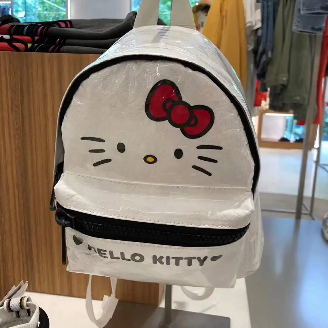 

Helloo Kitty Cute Backpack Kraft Paper KT Cat Mini Backpacks for Girls Small Backpack Women White Back Pack Kawaii Bookbag